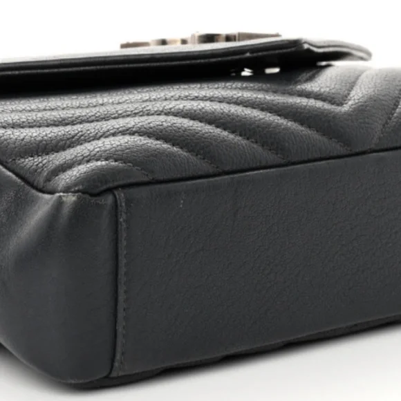 YSL Sheepskin Matelasse Chevron Monogram Medium College Bag - Picture 3 of 12